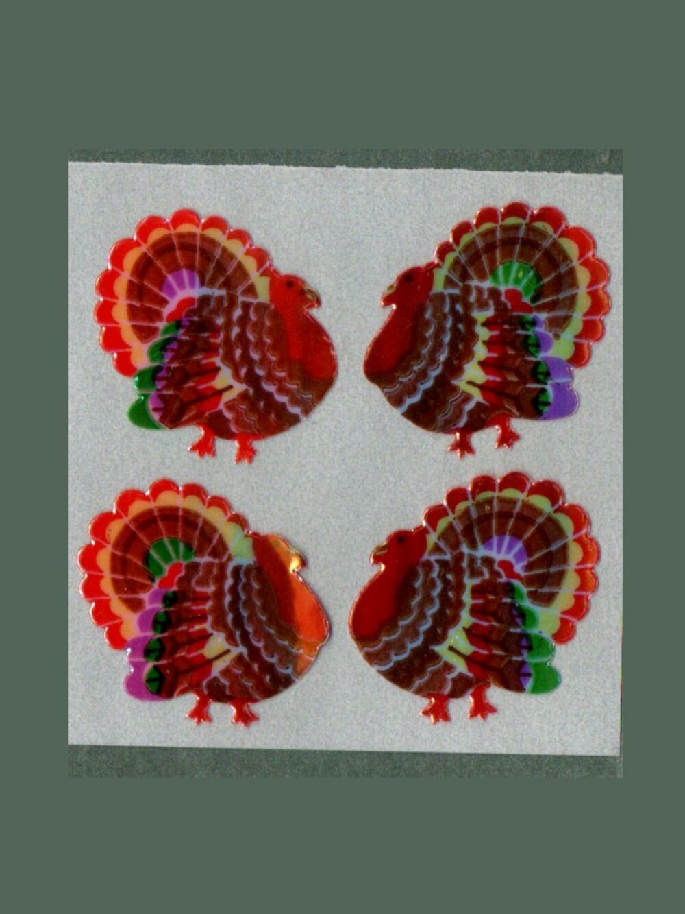 5/$20 Sandylion Pearly Thanksgiving Turkeys Vintage Stickers New Backing